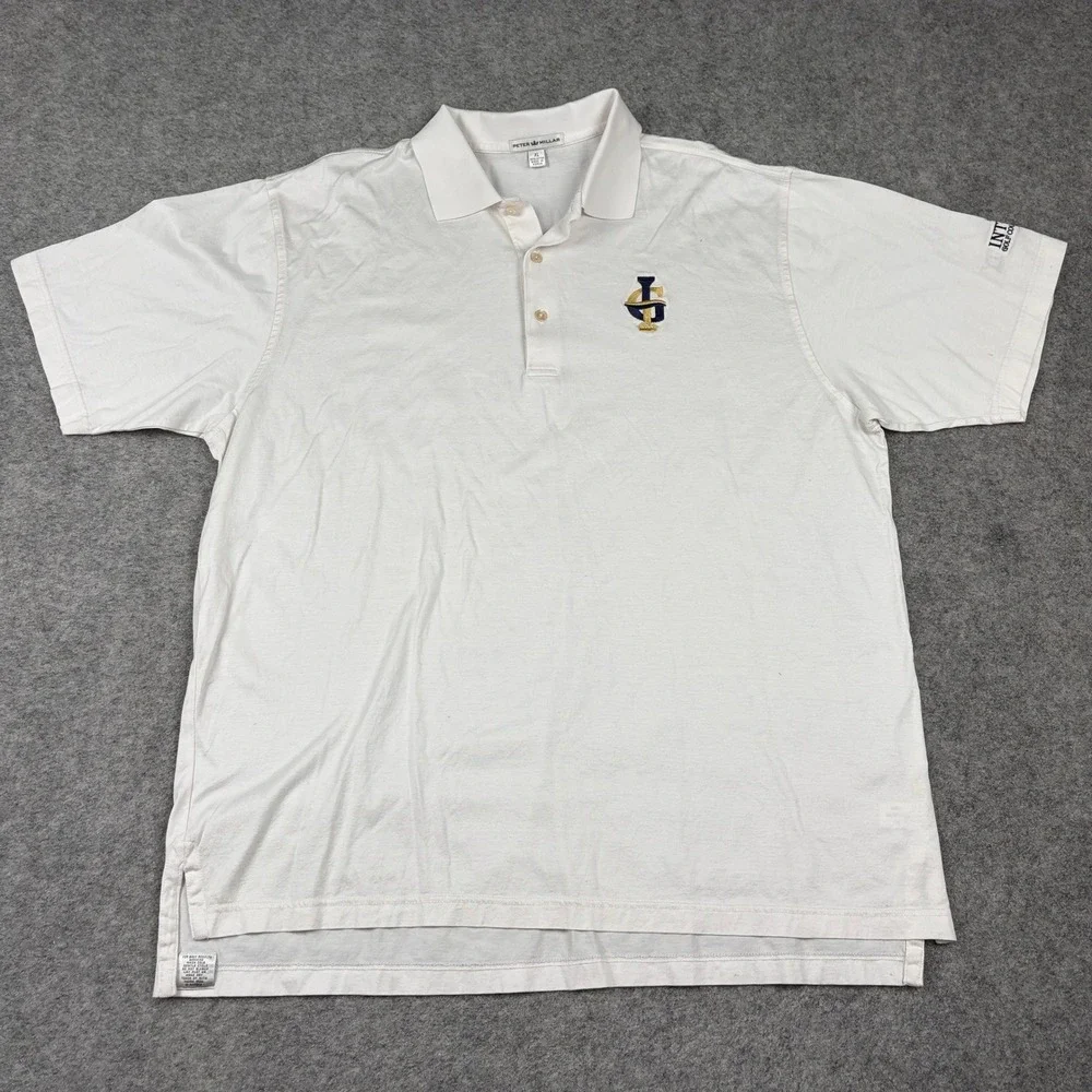 Peter Millar‎ Polo Shirt Mens XL White Integrity Golf Course Construction Cotton